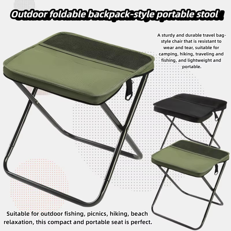 Portable Foldable Backpack Stool Lightweight Compact Camping Chair for Outdoor Fishing Picnic Hiking Travel and Emergency