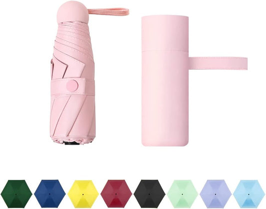 Compact Travel Umbrella - Portable Mini Folding Umbrella with UV Protection for Rain, Girls and Women