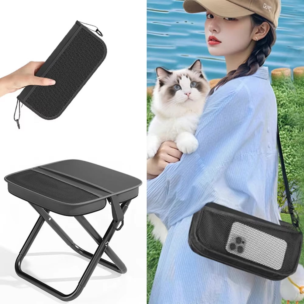 Portable Foldable Backpack Stool Lightweight Compact Camping Chair for Outdoor Fishing Picnic Hiking Travel and Emergency