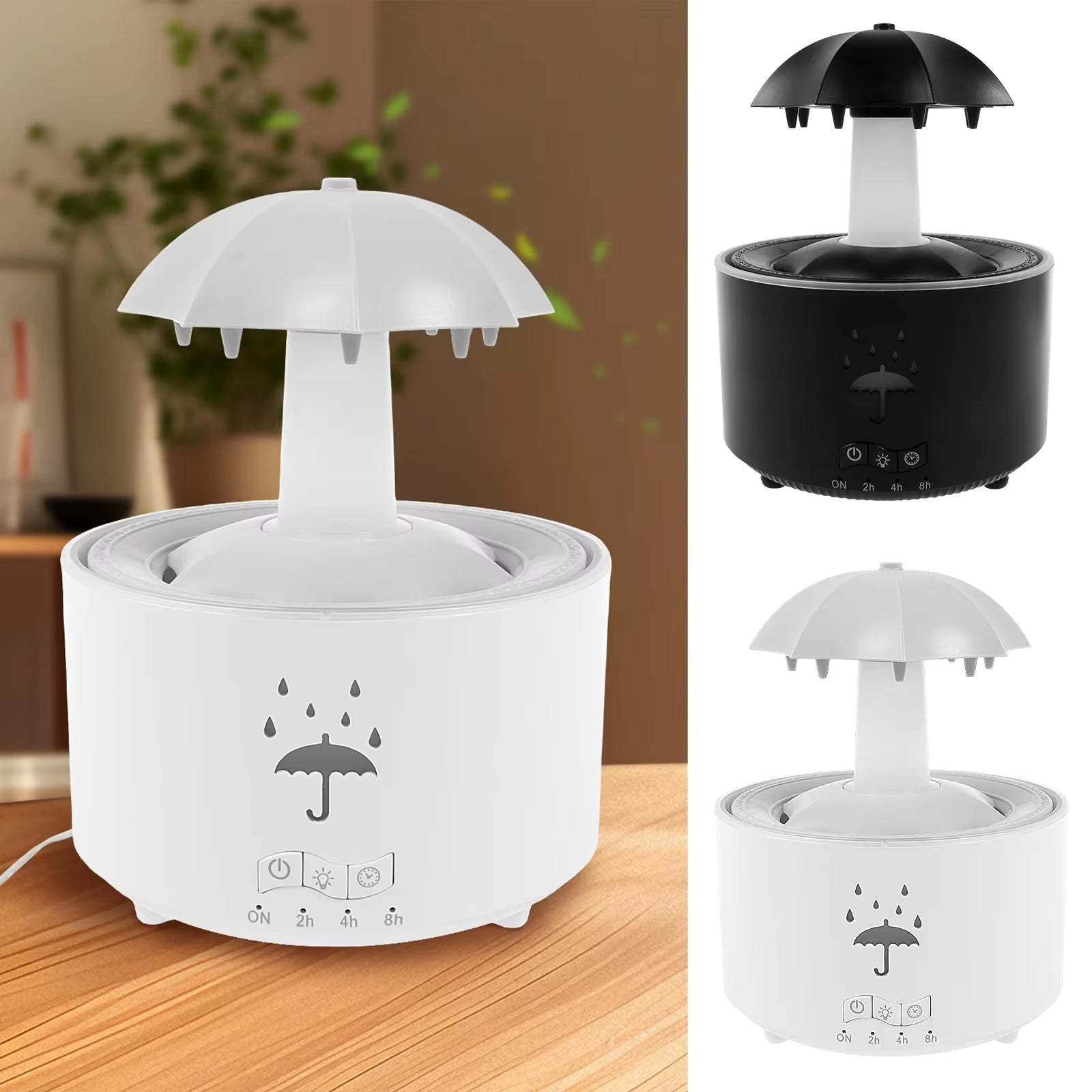 Creative Umbrella Water Drop Air Humidifier with Colorful Light Raindrop Aroma Essential Oil Diffuser Aromatherapy Humidifier