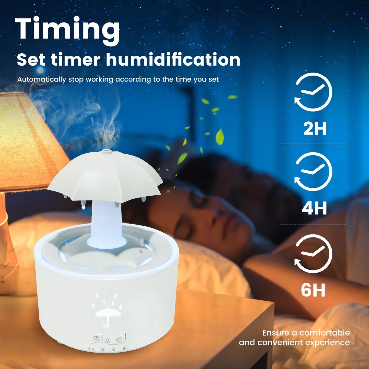 Creative Umbrella Water Drop Air Humidifier with Colorful Light Raindrop Aroma Essential Oil Diffuser Aromatherapy Humidifier