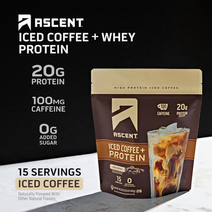Iced Coffee Protein Powder - High Protein Coffee Powder, 20 G Protein & 100 Mg Caffeine from Premium Colombian Coffee, Zero Artificial Flavors & Sweeteners - 15 Servings