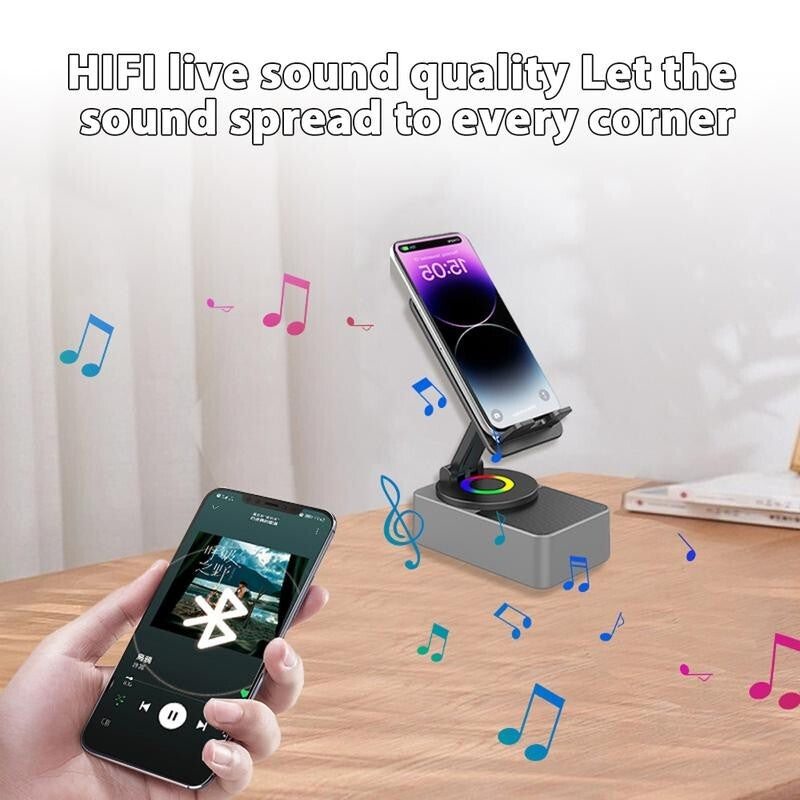 Wireless Audio Bluetooth Speaker 5In1 Phone Holder Emergency Rechargeable